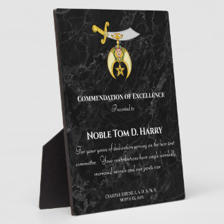 Placa Expositora Shriners Appreciation Award Plaque