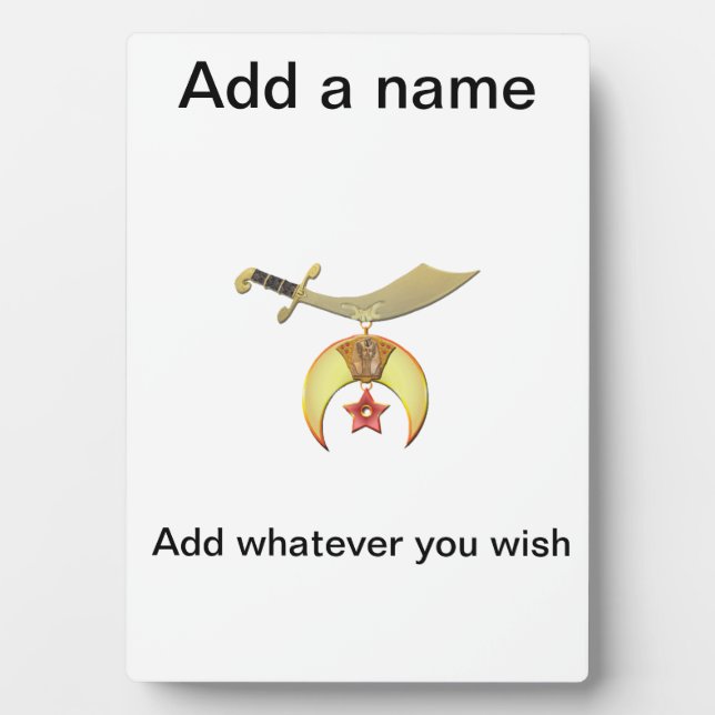 Placa Expositora Shriners Plaque (Frente)