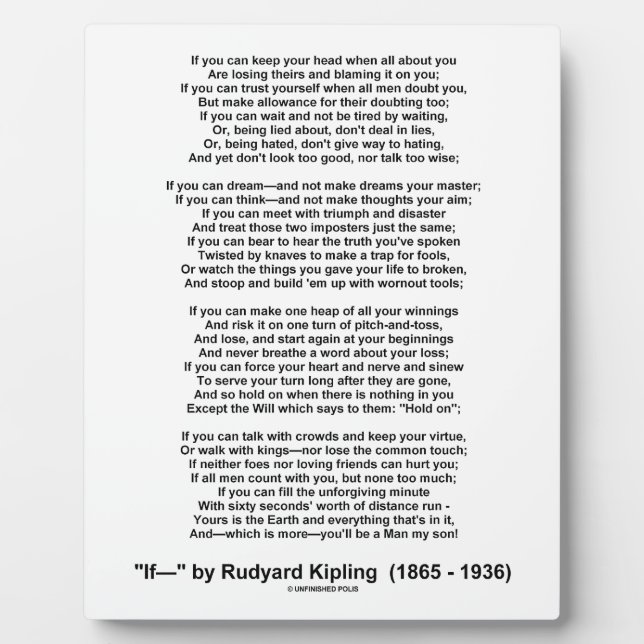 Placa Expositora Si- Poema de Rudyard Kipling (Foto sin Kipling) (Frente)