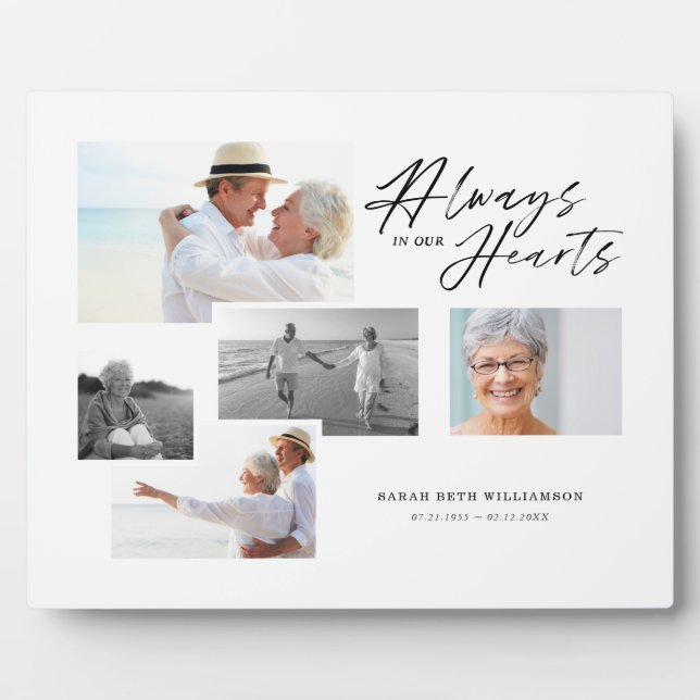 Placa Expositora Siempre en nuestros corazones Cinco Colage de Foto (Frente)
