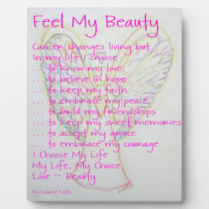 Placa Expositora Siente mi belleza poema de cáncer Angel Pintura Pl