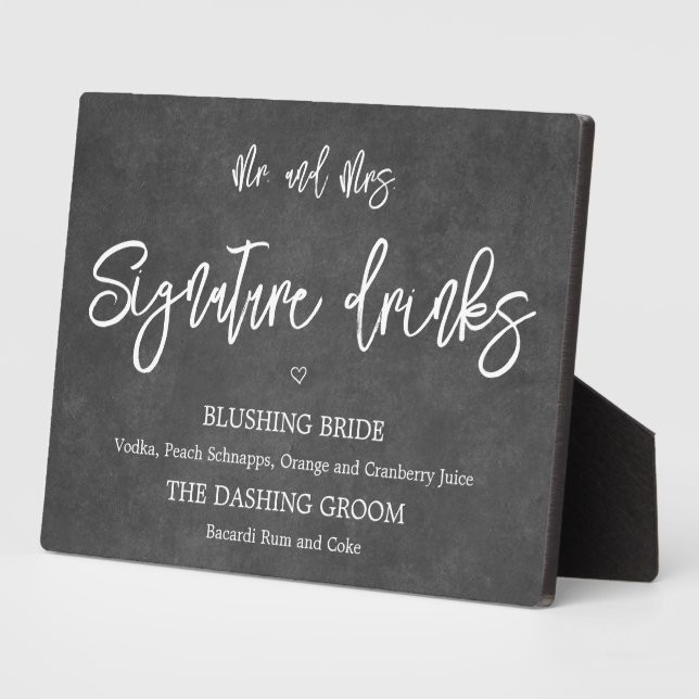 Placa Expositora Signature drinks chalkboard  sign Tabletop Plaque  (Lado)