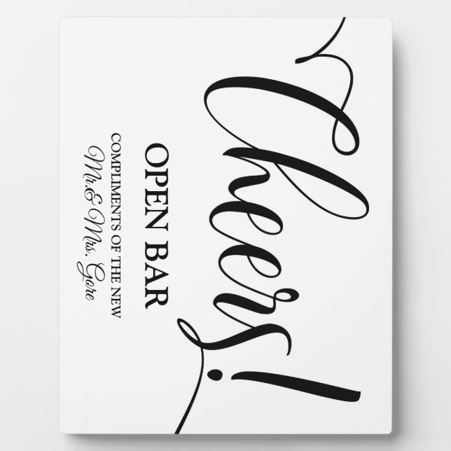 Placa Expositora Signo de barra abierta Tabletop Plaque con Easel (Frente)