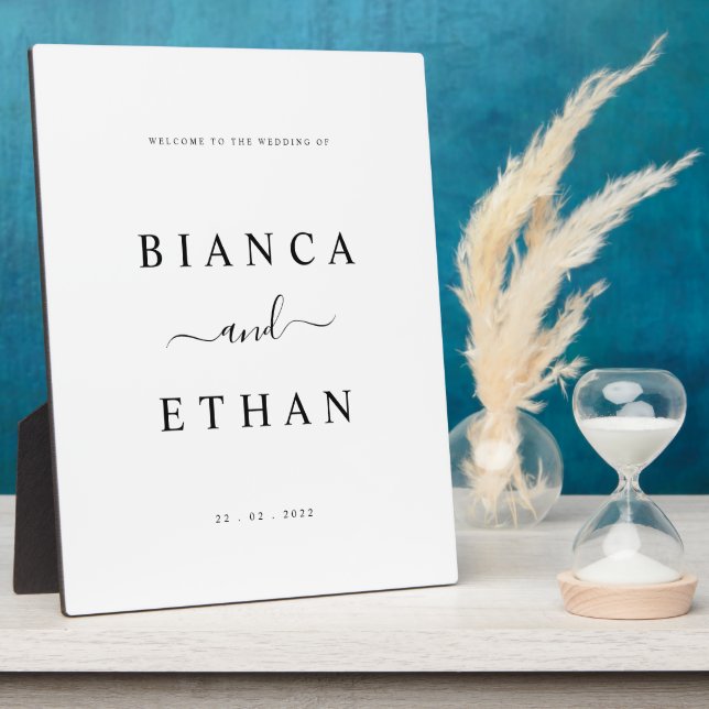 Placa Expositora Signo de bienvenida de la tabla Boda simple (Lado)