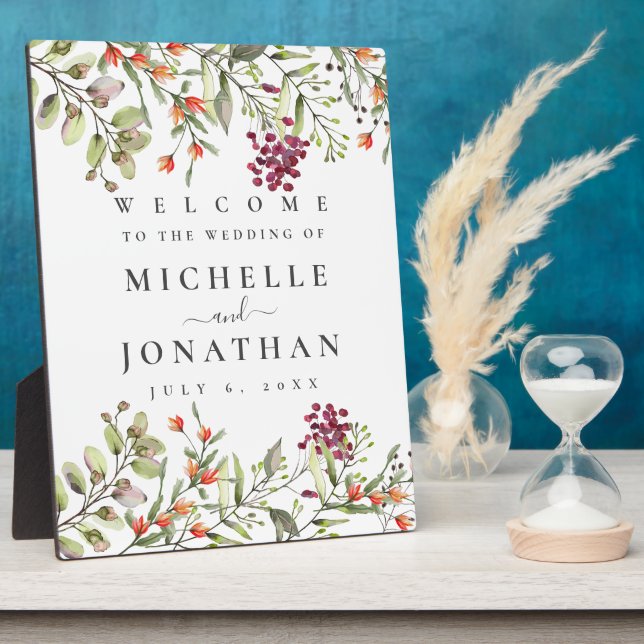 Placa Expositora Signo de bienvenida de Wildflower Meadow Boda (Lado)