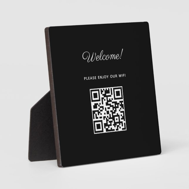Placa Expositora Signo de bienvenida WIFI con código QR (Anverso)