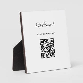 Placa Expositora Signo de bienvenida WIFI con código QR