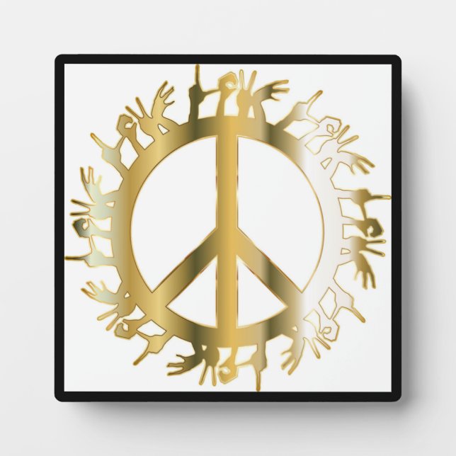 PLACA EXPOSITORA SIGNO DE PAZ DE AMOR DE MANOS (Frente)