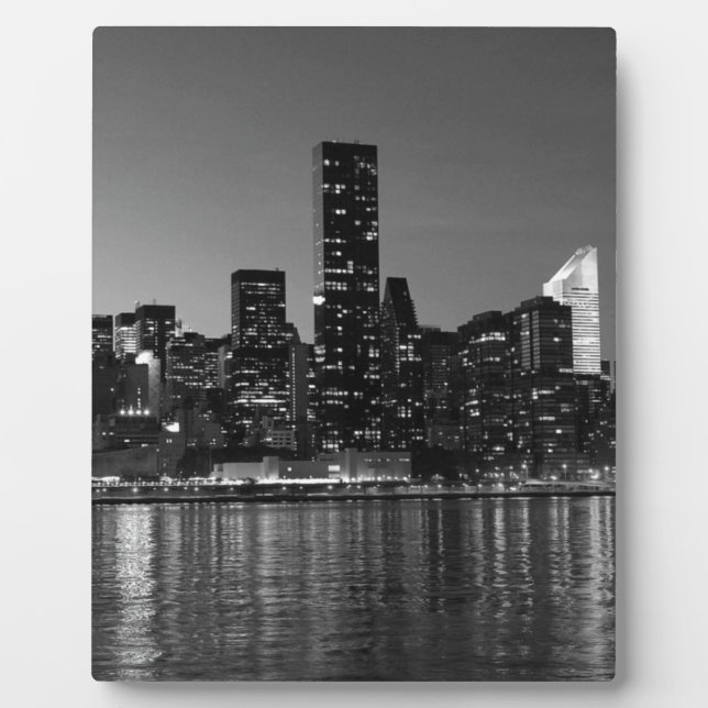 Placa Expositora Silhouette de Skyscapers de Black White New York (Frente)