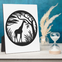 Placa Expositora Silueta de jirafa junto a un árbol solitario Safar