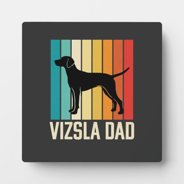 Placa Expositora Silueta de perro Retro Vizsla Papá (Frente)