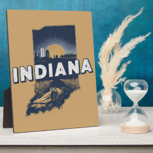 Placa Expositora Silueta escénica retro de Indiana