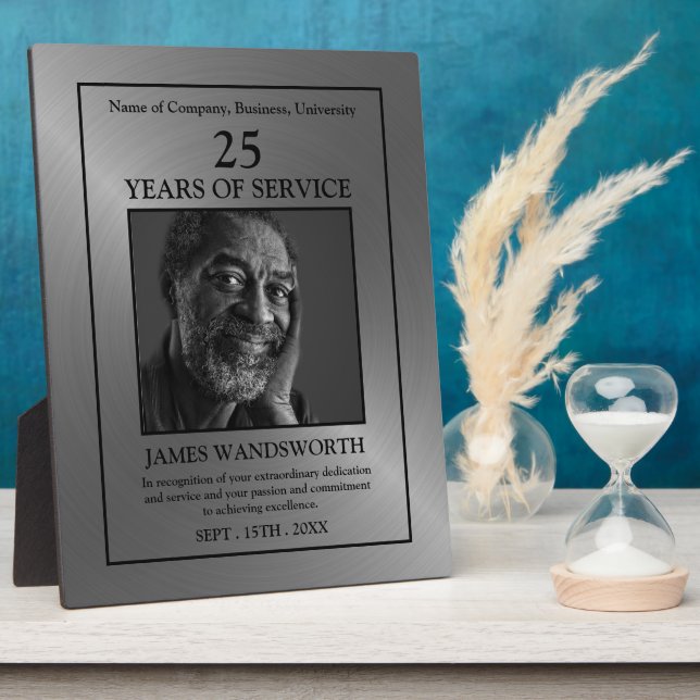 Placa Expositora Silver/Personalized Photo - Employee Award Plaque (Lado)