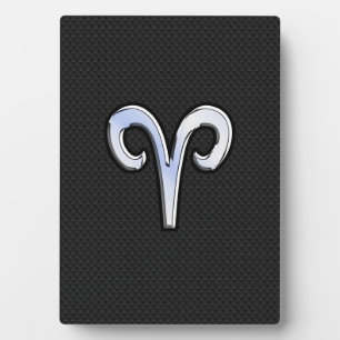 Placa Expositora Símbolo cromado como zodiaco de Aries