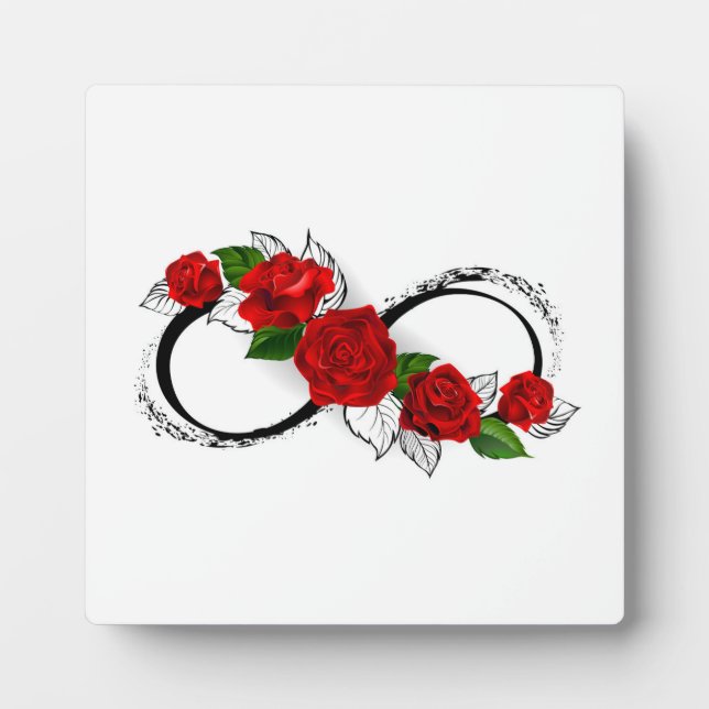 Placa Expositora Símbolo de Infinito con Rosas Rojas (Frente)