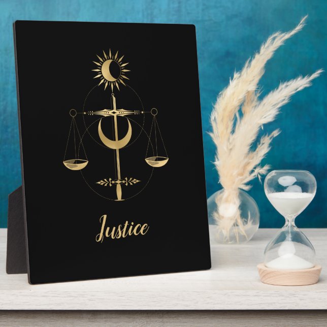Placa Expositora Símbolo de la Justicia del Tarot de Oro (Lado)