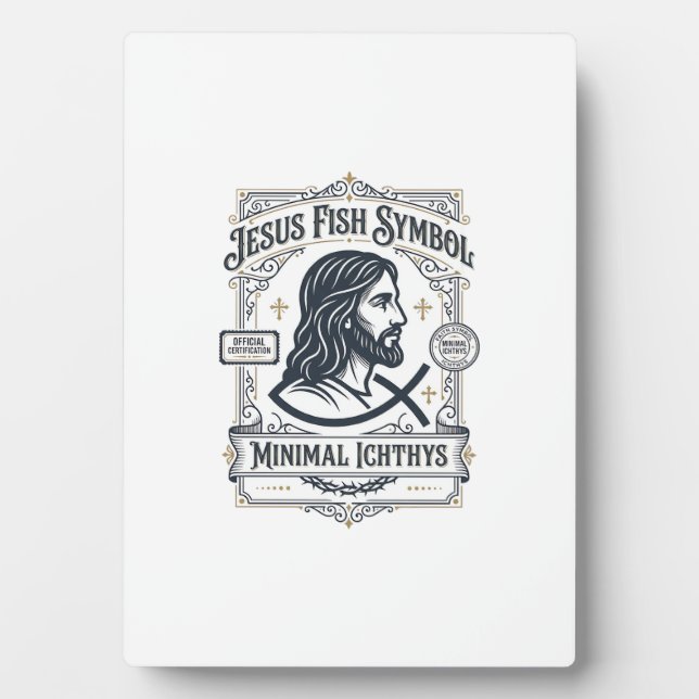 Placa Expositora Símbolo de pez de Jesús Ichthys mínimo Pez de Jesú (Frente)