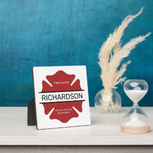 Placa Expositora Símbolo del logotipo rojo del bombero personalizad