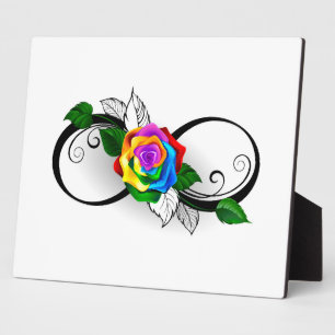 Placa Expositora Símbolo infinito con Rosa arcoiris