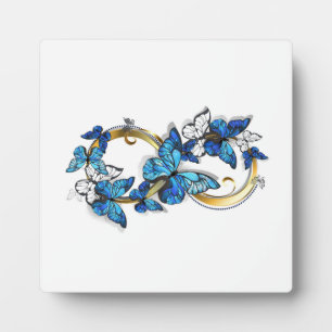 Placa Expositora Símbolo infinito de mariposas Morpho azules
