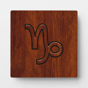 Placa Expositora Símbolo zodiaco de Capricornio en estilo madera de