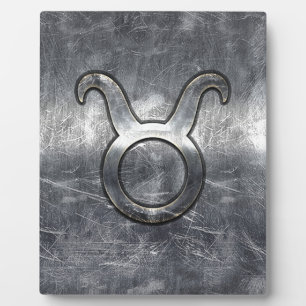 Placa Expositora Símbolo zodiaco de Taurus en estilo angustiado