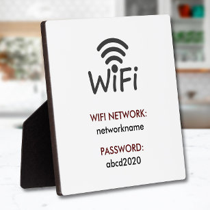 Placa Expositora Simple Elegant Wifi Network Password Sign