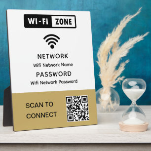 Placa Expositora Simple Elegante Wifi QR Código contraseña de red
