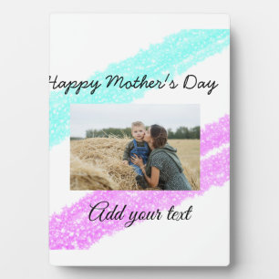 Placa Expositora Simple glitter pink blue mothers day add name phot