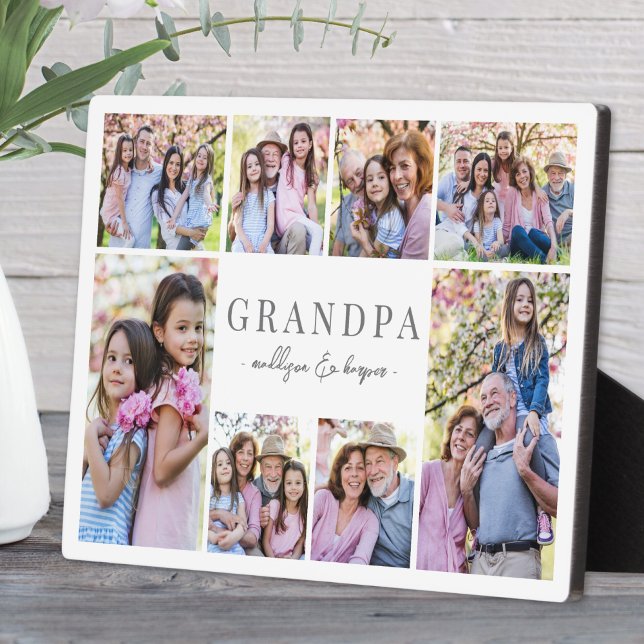 Placa Expositora Simple Grandpa Photo Collage (Simple Grandpa Photo Collage plaque)