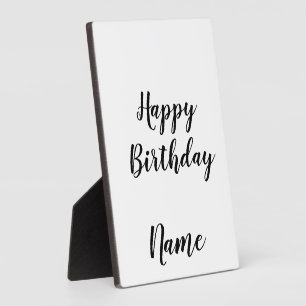 Placa Expositora simple minimal happy birthday add your name 