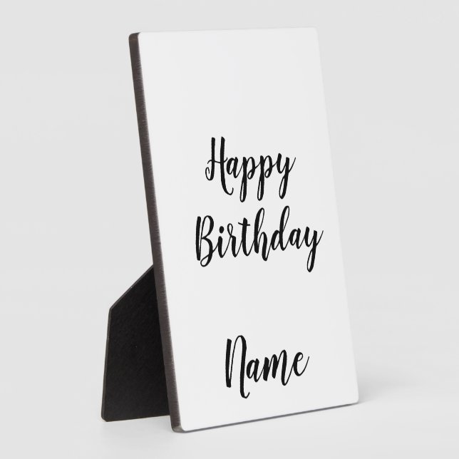 Placa Expositora simple minimal happy birthday add your name  (Lado)