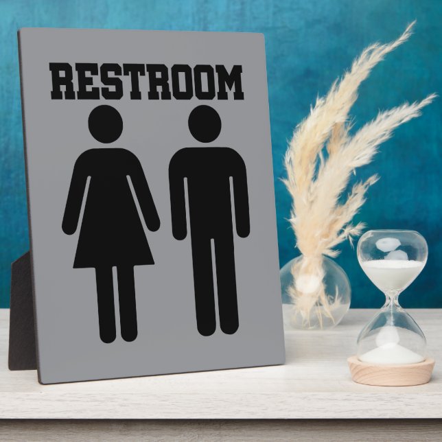 Placa Expositora Simple Minimal Restroom Bathroom Toilet WC (Lado)