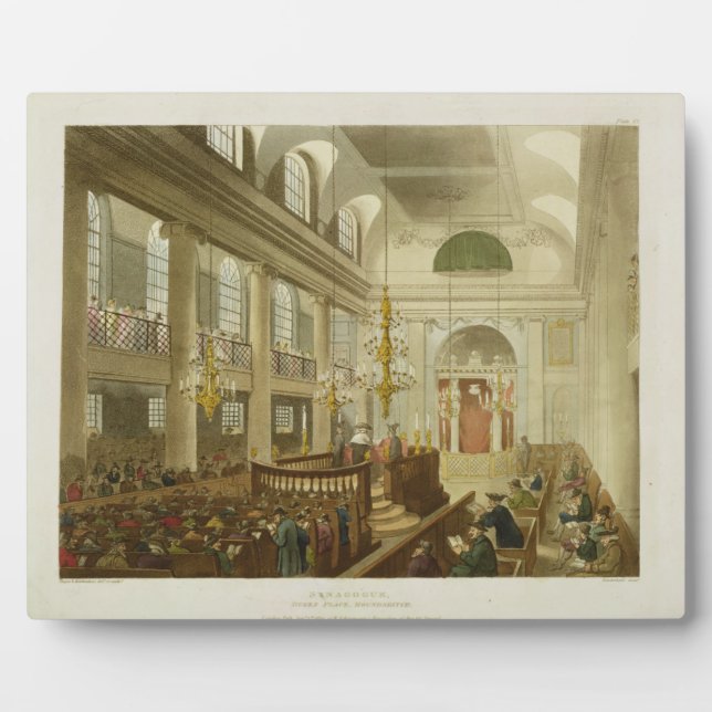Placa Expositora Sinagoga, Dukes Place, Houndsditch, de Ackerman (Frente)