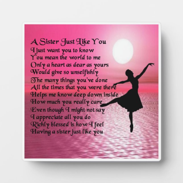 Placa Expositora Sister Poem Plaque - Ballerina Design (Frente)