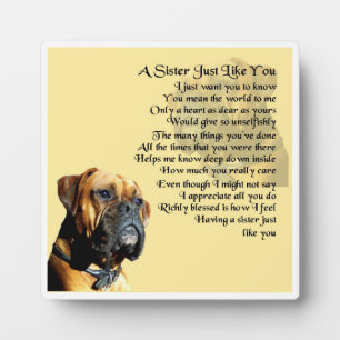 Placa Expositora Sister Poem Plaque - Boxer Dog Design