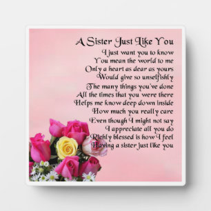 Placa Expositora Sister Poem Plaque - Diseño de Rosas