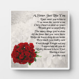 Placa Expositora Sister Poem Plaque - Diseño de rosas rojas