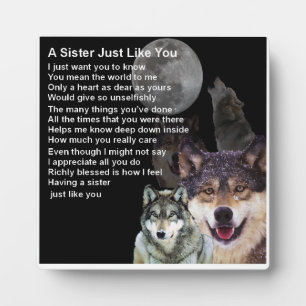 Placa Expositora Sister Poem Plaque - Diseño Wolf