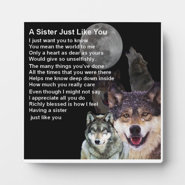 Placa Expositora Sister Poem Plaque - Diseño Wolf (Frente)