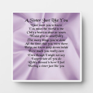 Placa Expositora Sister Poem Plaque - Lilac Silk Design