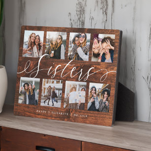Placa Expositora Sisters Script Gift For Sisters Collage de fotos W