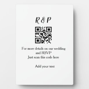 Placa Expositora sitio web de boda rsvp q r código agregar nombre t