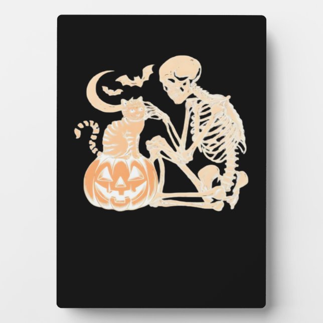 Placa Expositora Skeleton Cat Skull kitty Cute Halloween Design Cla (Frente)