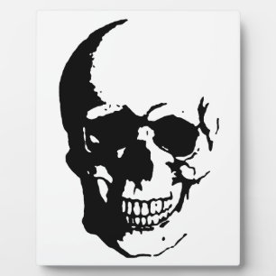 Placa Expositora Skull - Arte Metalizado negro y blanco