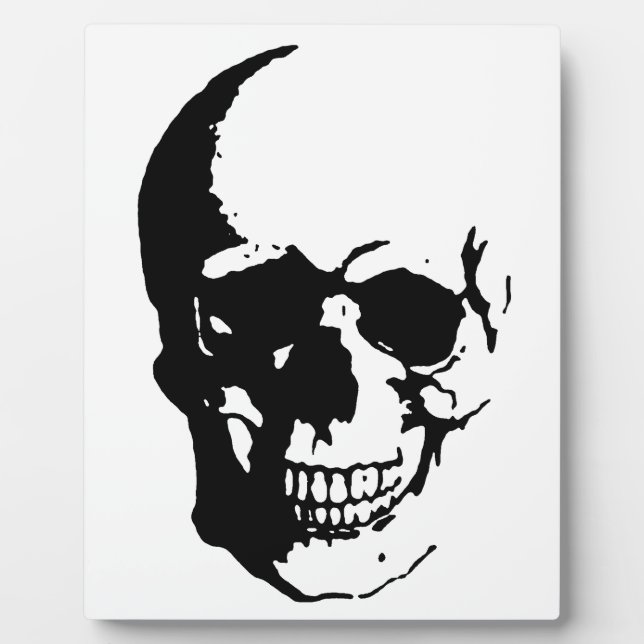 Placa Expositora Skull - Arte Metalizado negro y blanco (Frente)