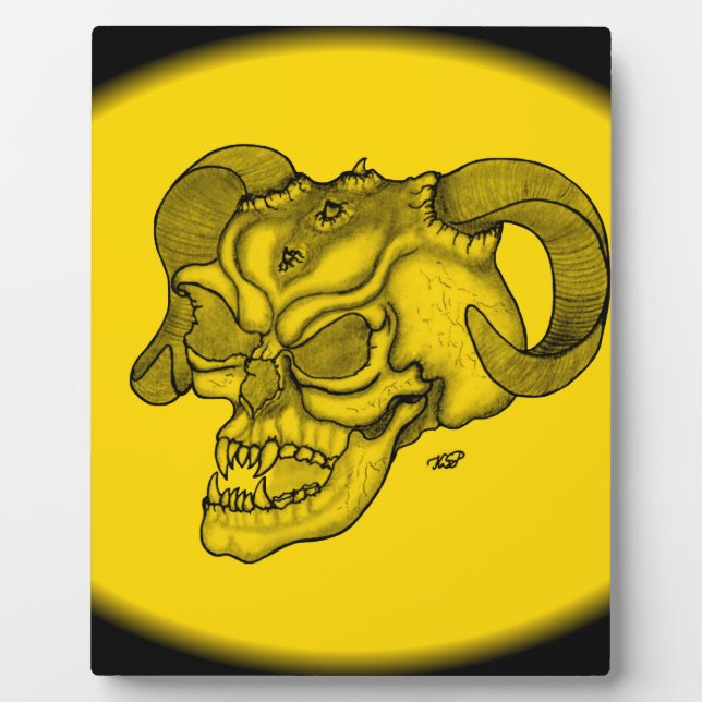Placa Expositora Skull Devil Head Black and Yellow Design (Frente)