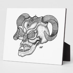 Placa Expositora Skull Devil Head Diseño en blanco y negro