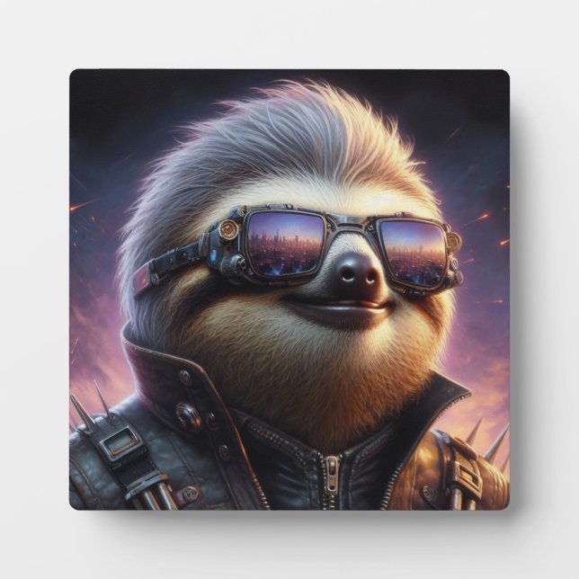Placa Expositora Sloth Cyberpunk (Frente)