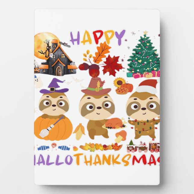 Placa Expositora Sloth Happy Hallothanksmas Gracioso Halloween Than (Frente)